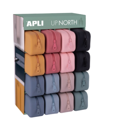 BOLSO ESCOLAR PORTATODO APLI UP NORTH SILICONA COLORES SURTIDOS 75X185X55 MM