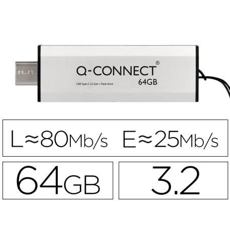 MEMORIA USB Q-CONNECT FLASH DRIVE 64 GB 3.2 TIPO C