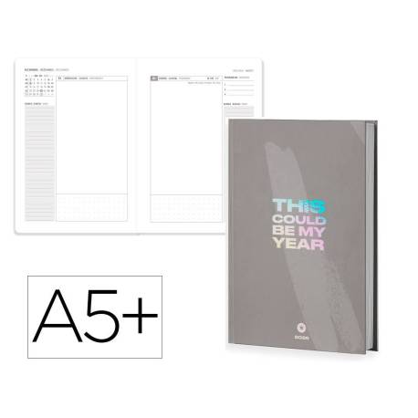 AGENDA ENCUADERNADA ANTARTIK A5+ 2026 DIA PAGINA SIMIL PIEL PAPEL 80 GR