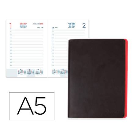 AGENDA ENCUADERNADA LIDERPAPEL SIFNOS A5 2026 ROJO PAPEL 70 GR FSC