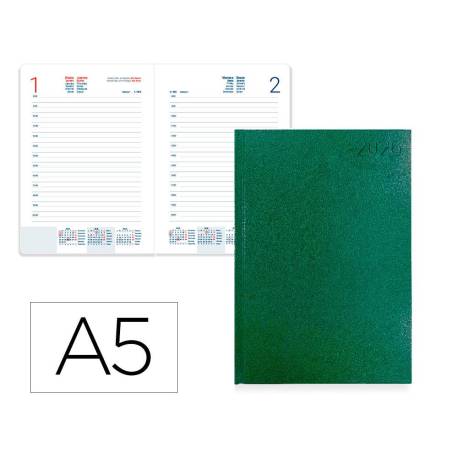AGENDA ENCUADERNADA LIDERPAPEL CORFU 150X210 MM 2026 DIA PAGINA VERDE PAPEL 60 GR