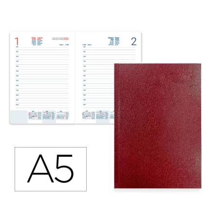 AGENDA ENCUADERNADA LIDERPAPEL CORFU 150X210 MM 2026 DIA PAGINA ROJO PAPEL 60 GR