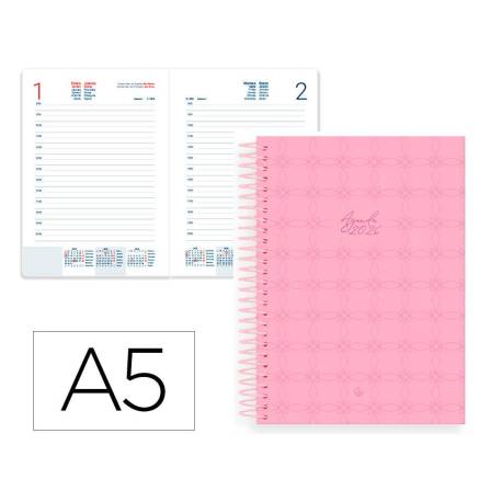 AGENDA ESPIRAL LIDERPAPEL PERISSA A5 2026 DIA PAGINA ROSA PAPEL 80 GR FSC