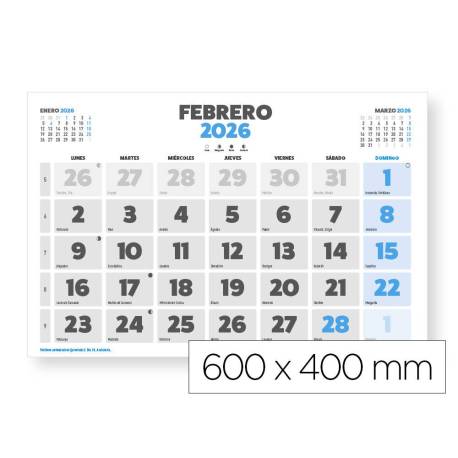 CALENDARIO PARED LIDERPAPEL CLASICO 2026 LOMO ENGOMADO 60X40 CM PAPEL 105 GR