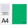 CUADERNO ESPIRAL LIDERPAPEL A4 WONDER TAPA PLASTICO 80H 90GR CUADRO 4MM CON MARGEN COLOR VERDE OSCURO