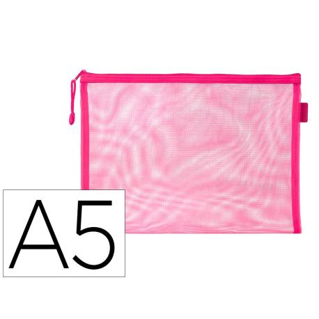BOLSA ZIPPER BAG LIDERPAPEL POLIESTER TRANSPIRABLE MULTIUSOS DIN A5 ROSA