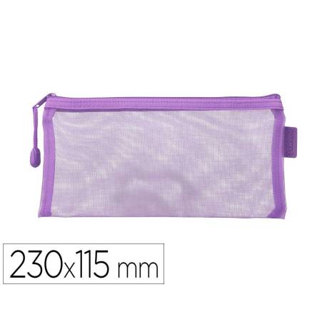 BOLSA ZIPPER BAG LIDERPAPEL POLIESTER TRANSPIRABLE MULTIUSOS TICKET 230X115 MM MORADO PASTEL