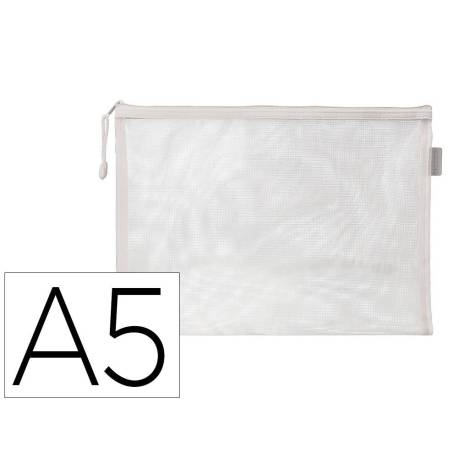 BOLSA ZIPPER BAG LIDERPAPEL POLIESTER TRANSPIRABLE MULTIUSOS DIN A5 BLANCO