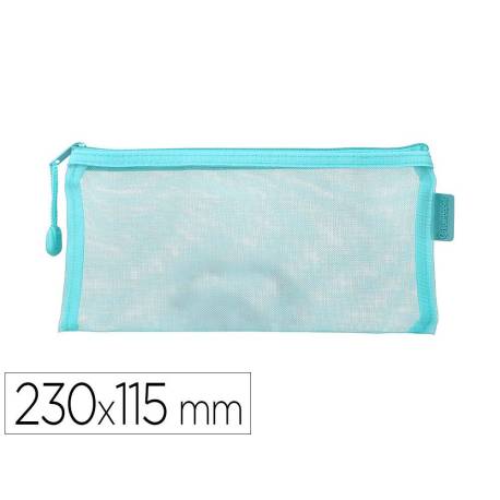 BOLSA ZIPPER BAG LIDERPAPEL POLIESTER TRANSPIRABLE MULTIUSOS TICKET 230X115 MM AZUL PASTEL