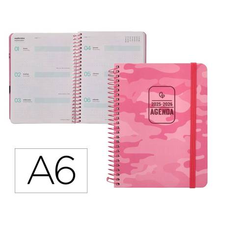 AGENDA ESCOLAR LIDERPAPEL CURSO 25-26 TEENS PATTERNS ABSTRACT PATTERN 6 SEMANA VISTA DIN A6 BILINGUE PAPEL