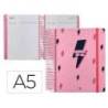 AGENDA ESCOLAR LIDERPAPEL 25-26 ESPIRAL PATTERNS RAYOS ROSA DIA PAGINA A5 BILINGÜE PAPEL FSC 80 GR