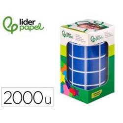 GOMETS LIDERPAPEL AUTOADHESIVO S CUADRADO 20X20 MM AZUL ROLLO DE 2000 UNIDADES EN CAJA DE CARTON