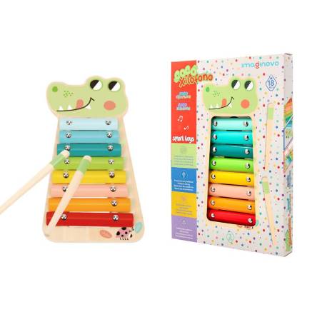 JUEGO INFANTIL IMAGINOVO MADERA XILOFONO INSTRUMENTO MUSICAL COCODRILO +18 MESES 28X14,8X2,5CM