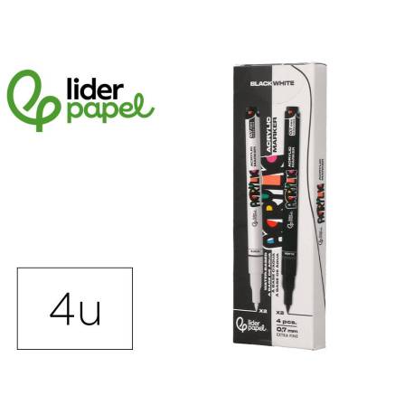 ROTULADOR LIDERPAPEL ACRYLIC BASE AGUA TODO TIPO DE SUPERFICIE PUNTA FINA 0,7 MM CAJA DE 4 PERFILADORES