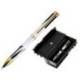 BOLIGRAFO BELIUS DUALITA CUERPO BLANCO COLOR NEGRO TINTA AZUL CAJA DE DISEÑO