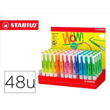 ROTULADOR STABILO FLUORESCENTE SWING COOL EXPOSITOR DE 48 UNIDADES COLORES SURTIDOS