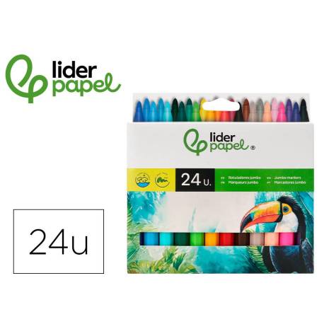 Rotuladores Liderpapel Jumbo caja de 24 colores