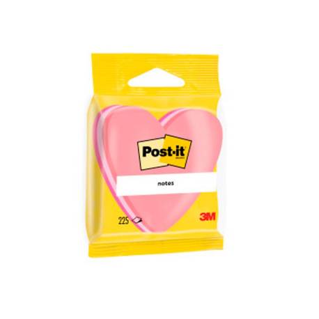 BLISTER PAPELERIA 3M 2007H CUBO DE NOTAS POST-IT TROQUELADO CORAZON 3 COLORES NEON