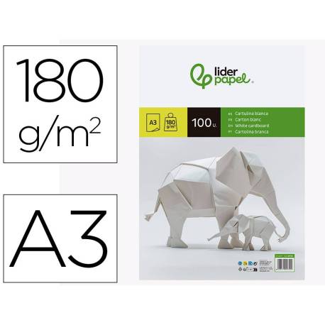 Cartulina Liderpapel color blanco a3 180 g/m2
