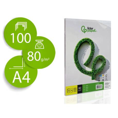 Papel de escritura A4 Liderpapel 80 g/m2 CUADRICULA 4 MM