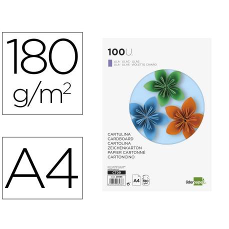 Cartulina Liderpapel color lila a4 180 g/m2