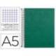 CUADERNO ESPIRAL LIDERPAPEL A5 MICRO PAPERCOAT TAPA FORRADA 140H 75 GR CUADRO5MM 5 BANDAS 6 TALADROS VERDE