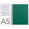 CUADERNO ESPIRAL LIDERPAPEL A5 MICRO PAPERCOAT TAPA FORRADA 140H 75 GR CUADRO5MM 5 BANDAS 6 TALADROS VERDE
