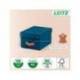 CAJA DE ALMACENAJE LEITZ CARTON PEQUEÑA CON ASA DE PIEL COLOR AZUL PACK DE 2 UNIDADES