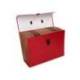 MALETIN LIDERPAPEL CON FUELLE Y ASA CARTON FORRADO 19 DEPARTAMENTOS 255X390X120 MM COLOR ROJO