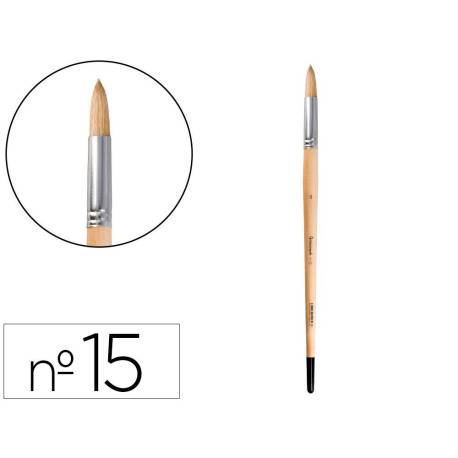 PINCEL PARA PINTURA AL OLEO Y ACRILICA LIDERPAPEL N 15 PUNTA REDONDA DE PELO DE CERDA CERTIFICADO FSC