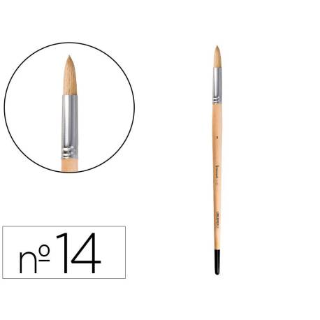 PINCEL PARA PINTURA AL OLEO Y ACRILICA LIDERPAPEL N 14 PUNTA REDONDA DE PELO DE CERDA CERTIFICADO FSC