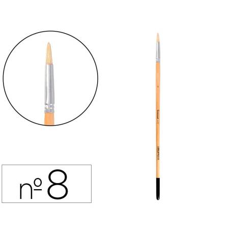 PINCEL PARA PINTURA AL OLEO Y ACRILICA LIDERPAPEL N 8 PUNTA REDONDA DE PELO DE CERDA CERTIFICADO FSC