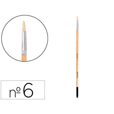 PINCEL PARA PINTURA AL OLEO Y ACRILICA LIDERPAPEL N 6 PUNTA REDONDA DE PELO DE CERDA CERTIFICADO FSC