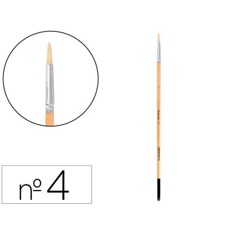 PINCEL PARA PINTURA AL OLEO Y ACRILICA LIDERPAPEL N 4 PUNTA REDONDA DE PELO DE CERDA CERTIFICADO FSC