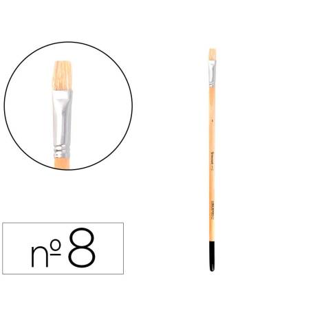 PINCEL PARA PINTURA AL OLEO Y ACRILICA LIDERPAPEL N 8 PUNTA PLANA DE PELO DE CERDA CERTIFICADO FSC
