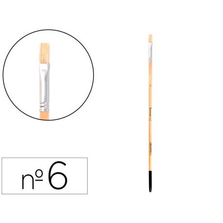 PINCEL PARA PINTURA AL OLEO Y ACRILICA LIDERPAPEL N 6 PUNTA PLANA DE PELO DE CERDA CERTIFICADO FSC