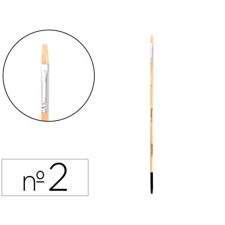 PINCEL PARA PINTURA AL OLEO Y ACRILICA LIDERPAPEL N 2 PUNTA PLANA DE PELO DE CERDA CERTIFICADO FSC