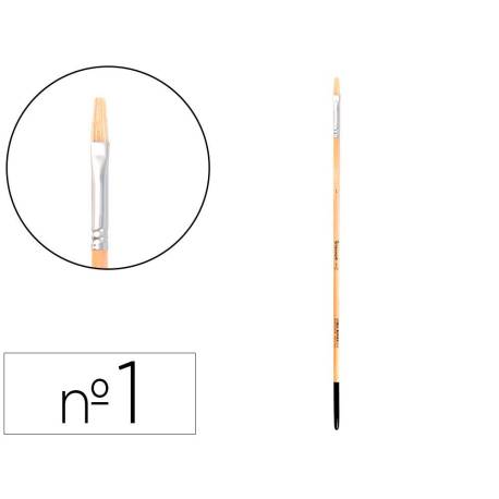 PINCEL PARA PINTURA AL OLEO Y ACRILICA LIDERPAPEL N 1 PUNTA PLANA DE PELO DE CERDA CERTIFICADO FSC