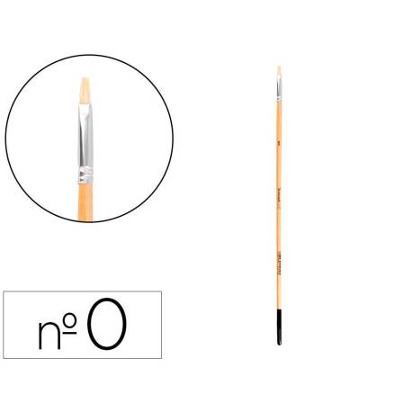 PINCEL PARA PINTURA AL OLEO Y ACRILICA LIDERPAPEL N 0 PUNTA PLANA DE PELO DE CERDA CERTIFICADO FSC