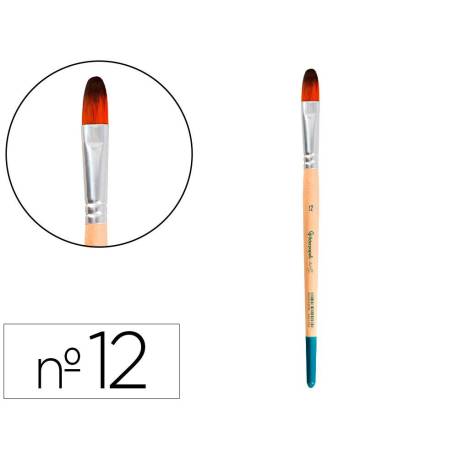 PINCEL PARA PINTURA ACRILICA Y ACUARELA LIDERPAPEL N 12 PUNTA FILBERT / LENGUA GATO DE PELO SINTETICO CERTIFICADO