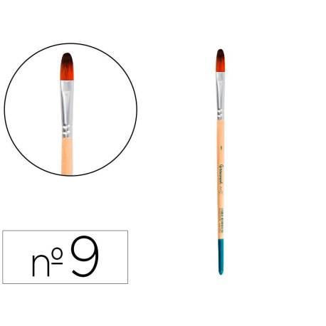 PINCEL PARA PINTURA ACRILICA Y ACUARELA LIDERPAPEL N 9 PUNTA FILBERT / LENGUA GATO DE PELO SINTETICO CERTIFICADO