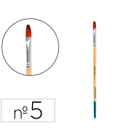 PINCEL PARA PINTURA ACRILICA Y ACUARELA LIDERPAPEL N 5 PUNTA FILBERT / LENGUA GATO DE PELO SINTETICO CERTIFICADO