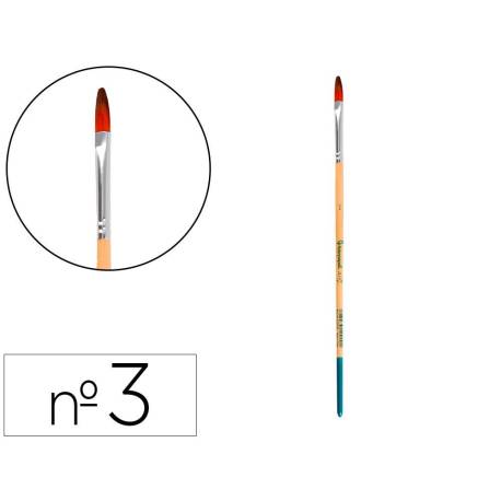 PINCEL PARA PINTURA ACRILICA Y ACUARELA LIDERPAPEL N 3 PUNTA FILBERT / LENGUA GATO DE PELO SINTETICO CERTIFICADO