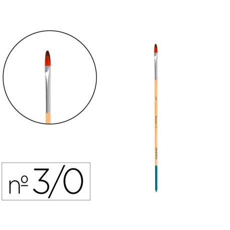 PINCEL PARA PINTURA ACRILICA Y ACUARELA LIDERPAPEL N 000 PUNTA FILBERT / LENGUA GATO DE PELO SINTETICO CERTIFICADO