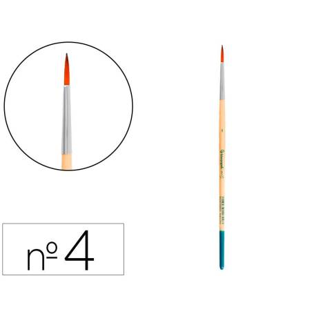 PINCEL PARA PINTURA ACRILICA Y ACUARELA LIDERPAPEL N 4 PUNTA REDONDA DE PELO SINTETICO CERTIFICADO FSC