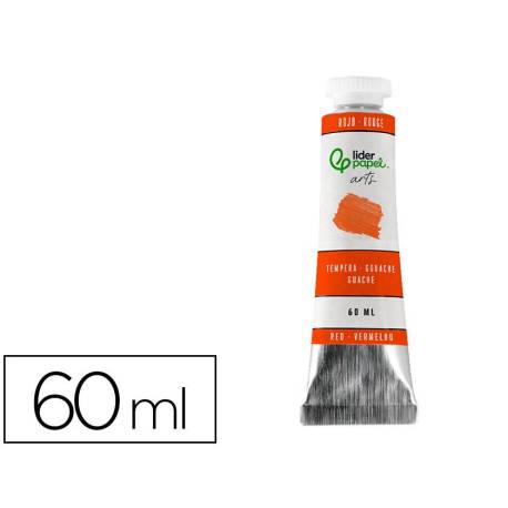 PINTURA GOUACHE/TEMPERA LIDERPAPEL TUBO DE ALUMINIO DE 60 ML COLOR ROJO