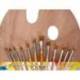 PINCELES SINTETICOS LIDERPAPEL PACK DE 12 UNIDADES CON PUNTAS Y TAMAÑOS SURTIDOS + PALETA DE MADERA