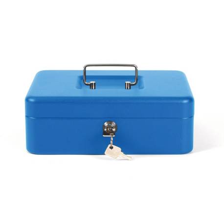 Caja caudales Q-Connect 10" 250x180x90 mm color azul con bandeja portamonedas