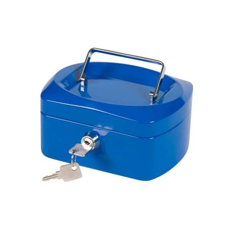Caja caudales Q-Connect 6" 152x115x80 mm azul con bandeja portamonedas
