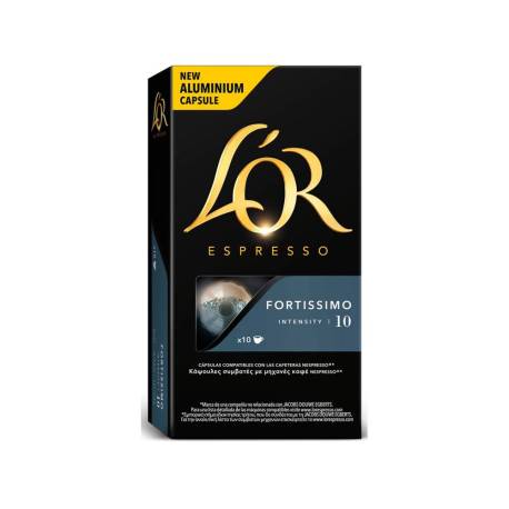 CAFE L'OR ESPRESSO FORTISSIMO INTENSIDAD 10 CAJA DE 10 CAPSULAS COMPATIBLE NESPRESSO
